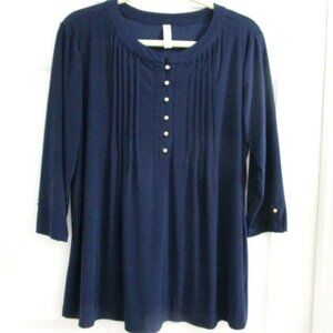 PerSeption Concepts Navy Blue  3/4 Sleeves Size XL